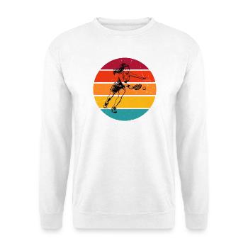 Pickleball Szene Geschenk für Pickleballsport Fans - Unisex Pullover - Weiß - Vorne - Alina (178cm) & Michal (187cm)