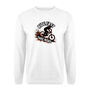 Mountainbike Downhill Ride Fast Take Risks MTB - Unisex Pullover - Weiß - Vorne