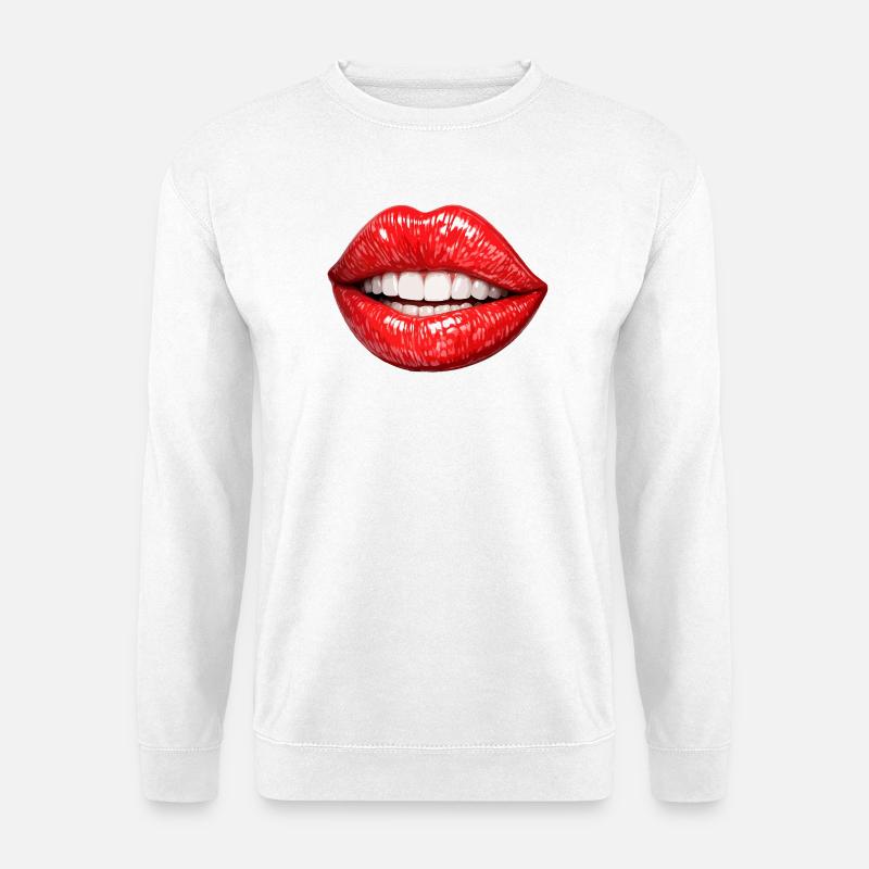 Bright Red Lips Smile - Unisex Sweatshirt - white