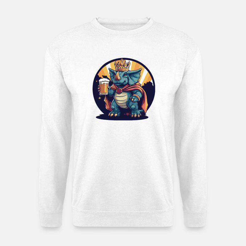 Dinosaurier triceratops Bier Lustig - Unisex Pullover - Weiß