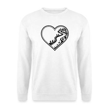 Customizable heart with forest, hiking trail - Unisex Sweatshirt - white - Front