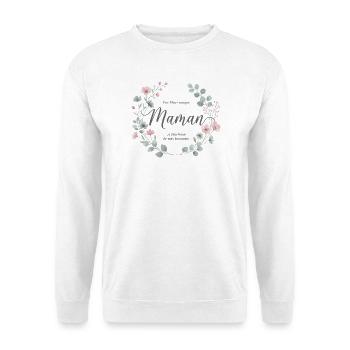 Maman, Fleur Unique et Tendresse - Sweat-shirt Unisexe - blanc - Devant