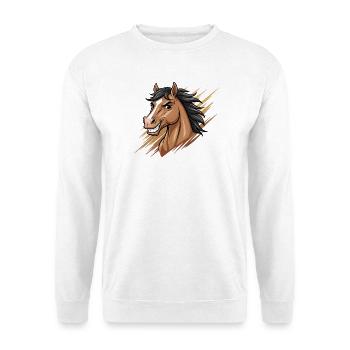 Dynamischer Cartoon-Pferdekopf - Unisex Pullover - Weiß - Vorne