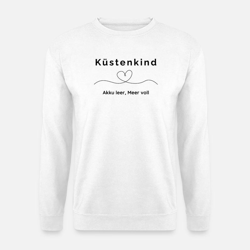 Elegantes Linienherz - Küstenkind  - Unisex Pullover - Weiß