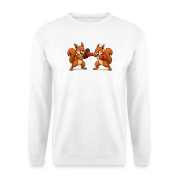 Eichhörnchen Boxtraining Cartoon Motiv  - Unisex Pullover - Weiß - Vorne