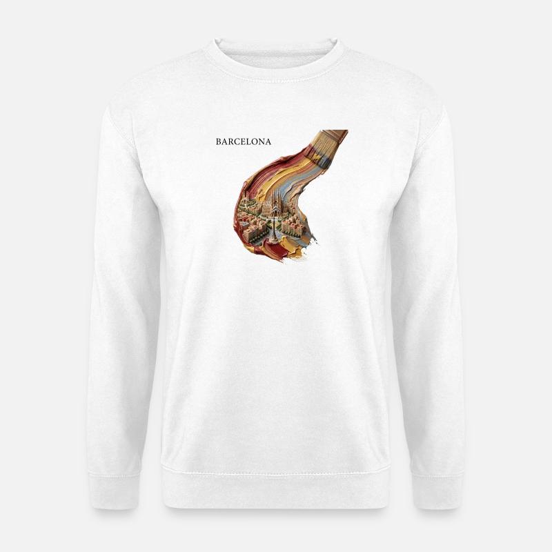 Barcelona im Farbwirbel - Unisex Pullover - Weiß