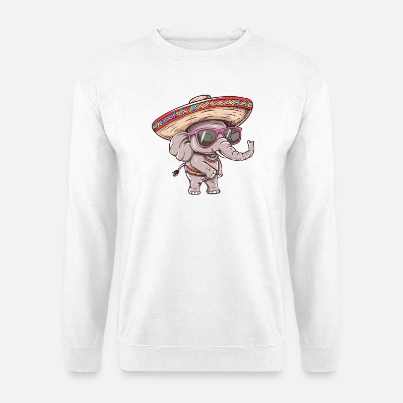 Elephant Comic Funny Sombrero - Unisex Sweatshirt - white