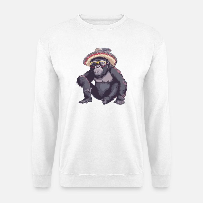 Gorilla Comic Lustig Sombrero - Unisex Pullover - Weiß