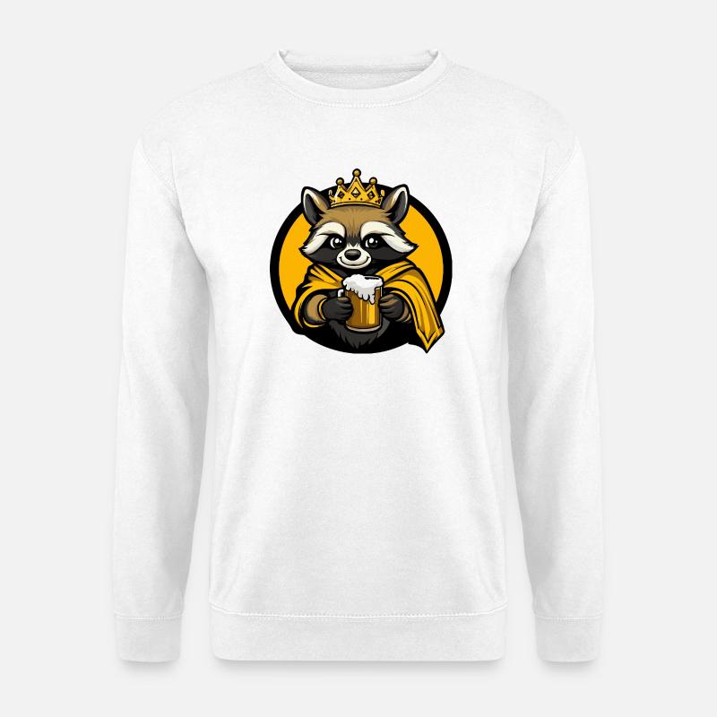 Waschbär Bier Lustig - Unisex Pullover - Weiß