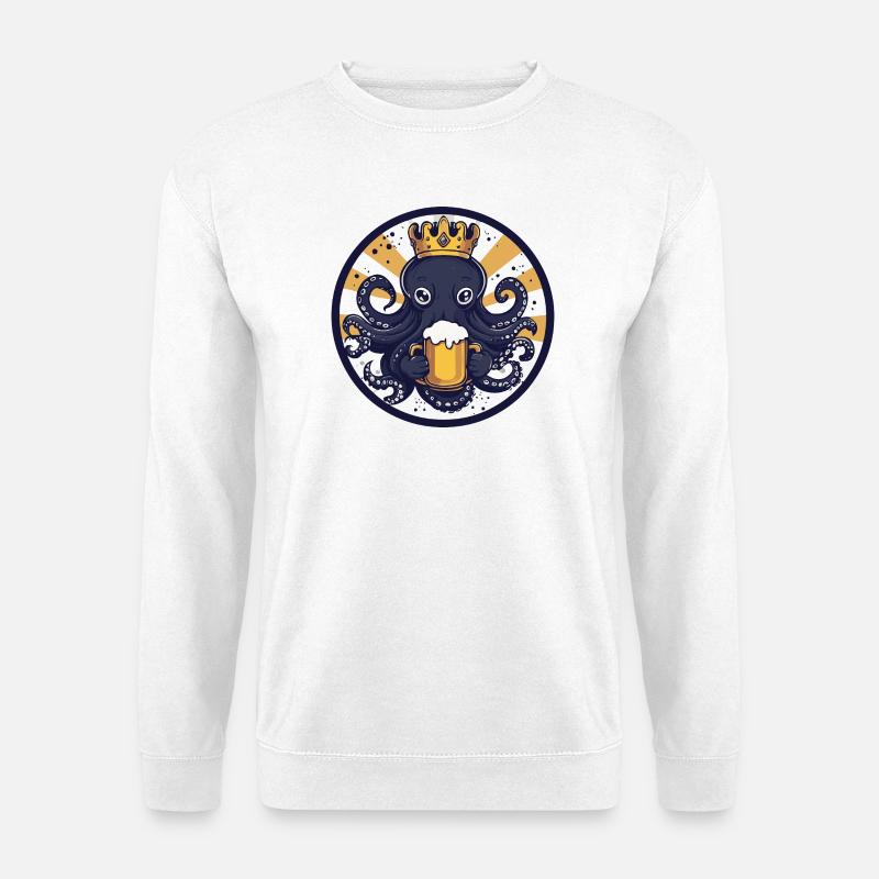 Oktopus Bier Lustig - Unisex Pullover - Weiß