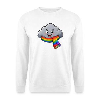 Cloud with Rainbow Scarf Funny Motif - Unisex Sweatshirt - white - Front