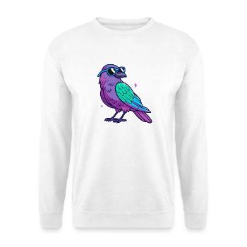 Lila Vogel Neonblaue Brille - Unisex Pullover - Weiß - Vorne