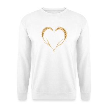 Weizen Herz Landwirtschaft Ähren Natur Motiv  - Unisex Pullover - Weiß - Vorne - Alina (178cm) & Michal (187cm)