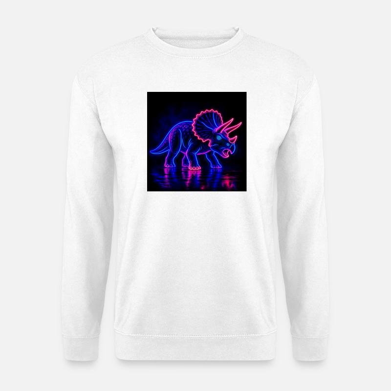 Neon Triceratops Neon Light - Unisex Pullover - Weiß