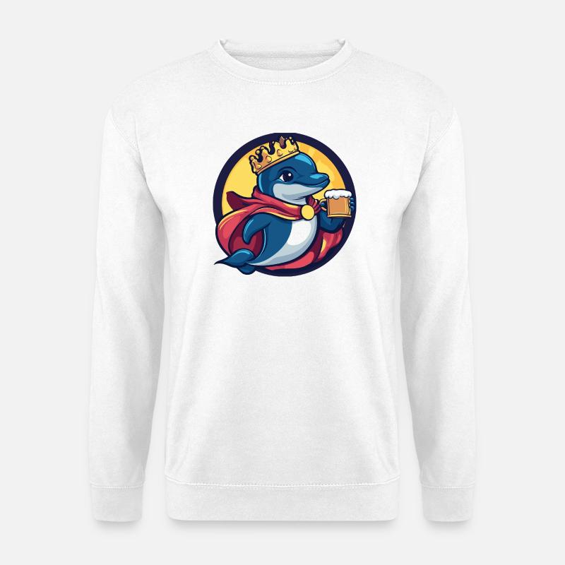 Delfin Bier Lustig - Unisex Pullover - Weiß