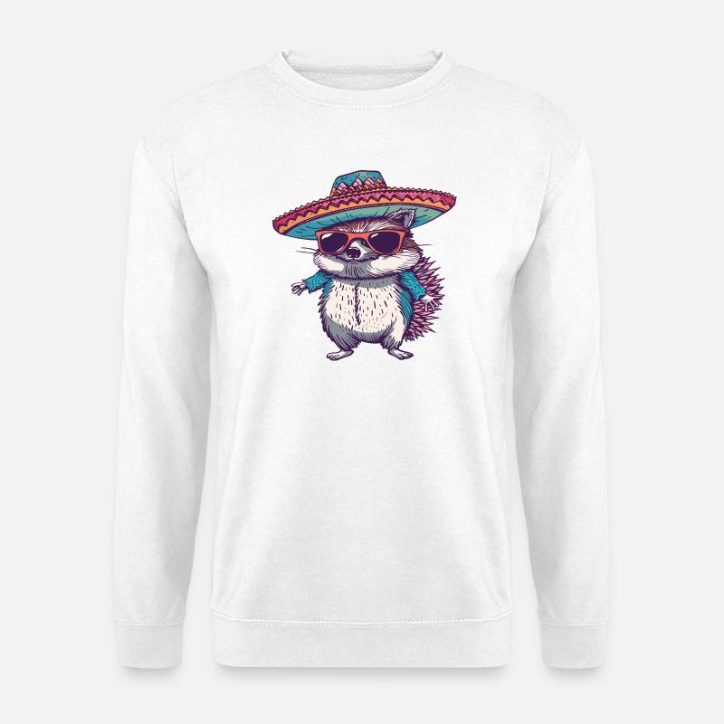 Igel Comic Lustig Sombrero - Unisex Pullover - Weiß