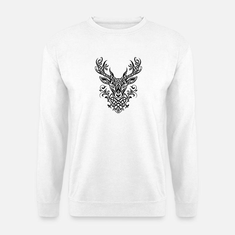 Celtic Deer Head Knot Pattern - Unisex Sweatshirt - white
