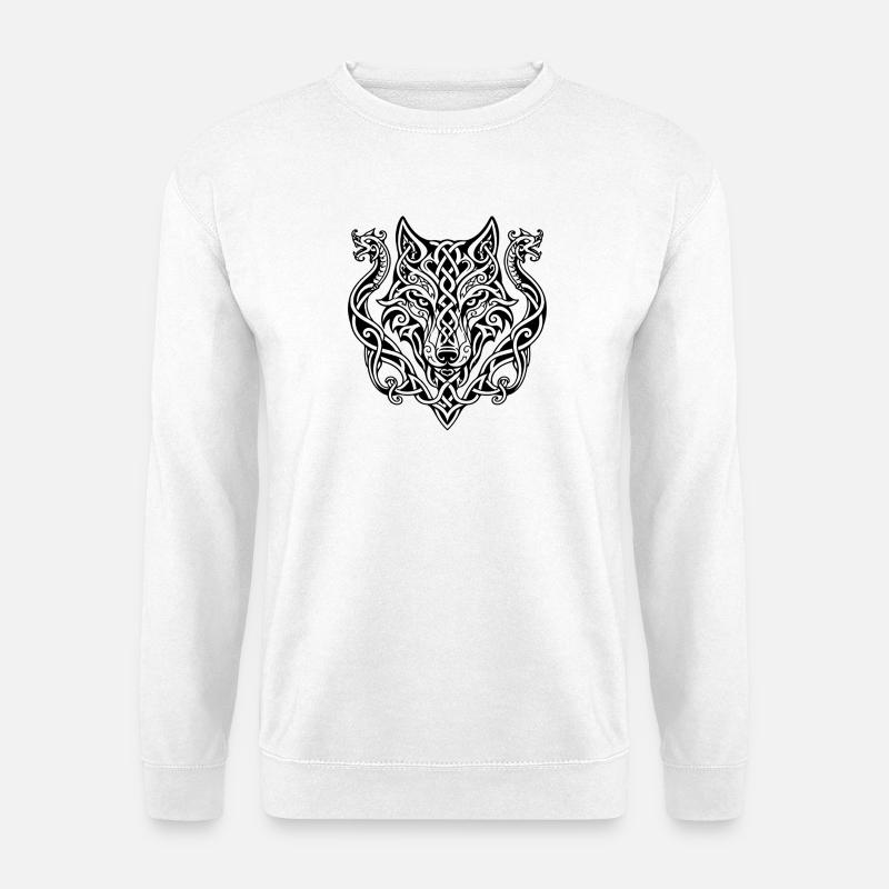 Celtic Wolf Head Knot Design - Unisex Sweatshirt - white