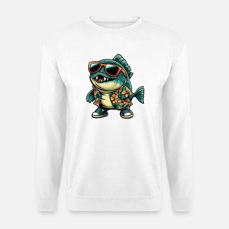 Piranha Fish Comic Vacation - Unisex Sweatshirt - white