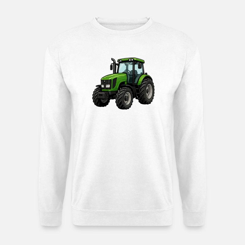 Grüner Traktor Kraftvoll Design - Unisex Pullover - Weiß