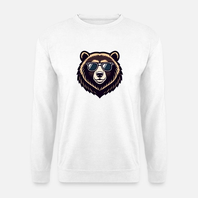 Cooler Bär mit Brille - Unisex Pullover - Weiß