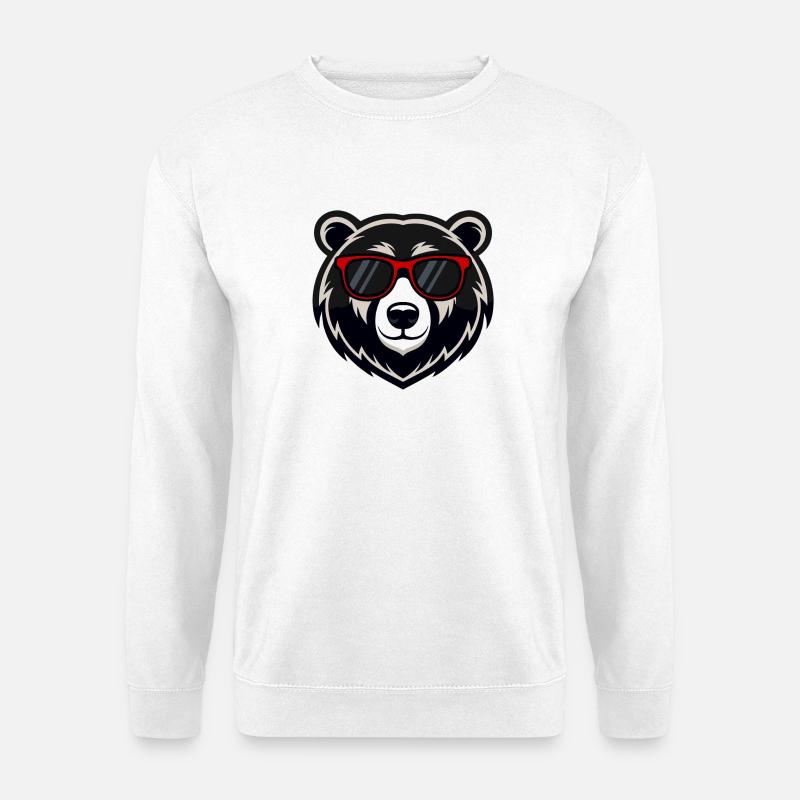 Coole Teddybär-rote Brille - Unisex Pullover - Weiß