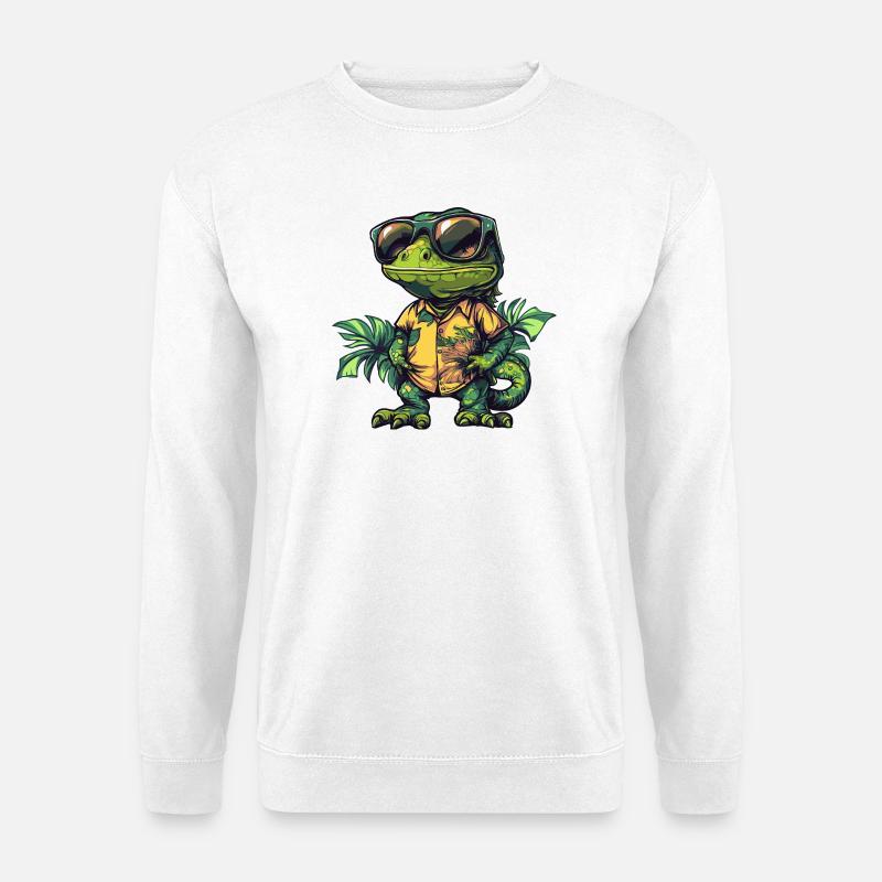 Chameleon Comic Urlaub - Unisex Pullover - Weiß