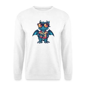 Drache Comic Urlaub - Unisex Pullover - Weiß - Vorne