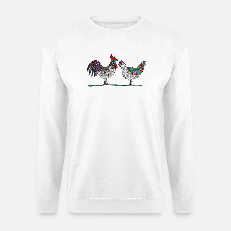 Hahn und Henne - Unisex Pullover - Weiß