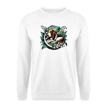 Basset Hound im Lily Valley - Unisex Pullover - Weiß - Vorne