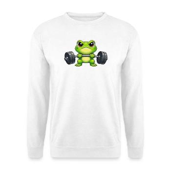 Kraftfrosch beim Heben schwerer Gewichte - Unisex Pullover - Weiß - Vorne