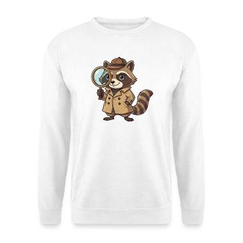 Waschbär Detektiv mit Lupe - Unisex Pullover - Weiß - Vorne