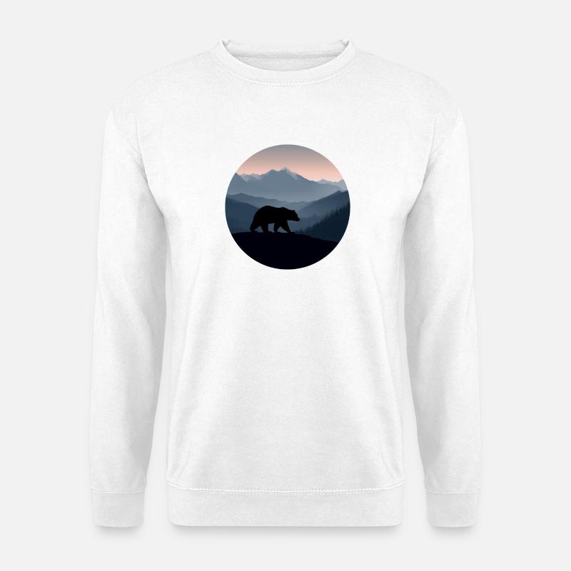 Bär, Bärenlogo, Landschaft - Unisex Pullover - Weiß