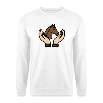 Mains tenant un cheval Équestre - Sweat-shirt Unisexe - blanc - Devant