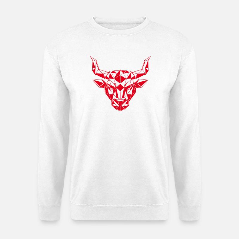 Red Low-Poly Bull Head - Unisex Sweatshirt - white
