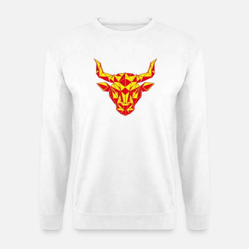 Geometrischer Stierkopf Feuerrot, Sternzeichen  - Unisex Pullover - Weiß