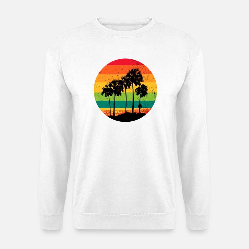 Palm Trees Beach Sunset Retro - Unisex Sweatshirt - white