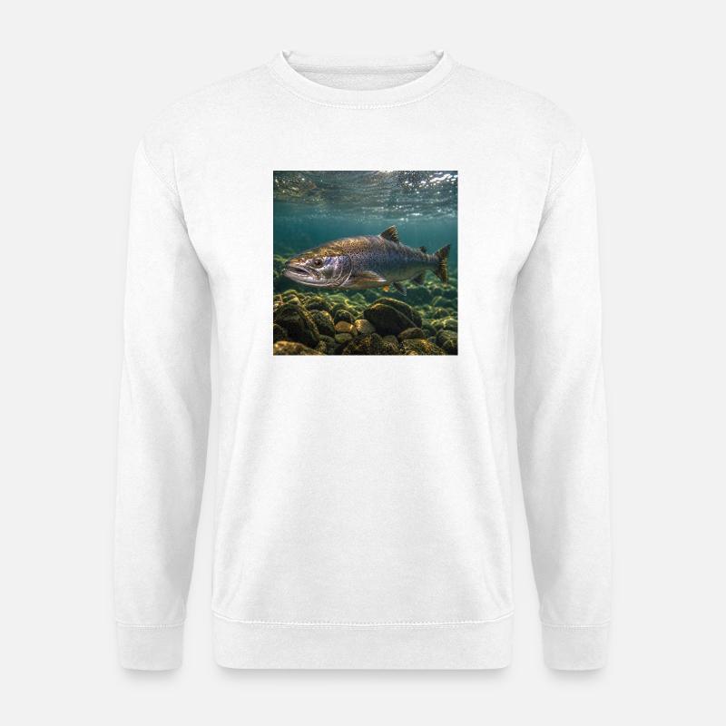 Lachs-Unterwassermotiv - Unisex Pullover - Weiß