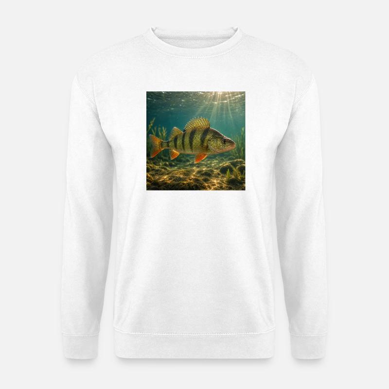 Perch in sunlight underwater - Unisex Sweatshirt - white