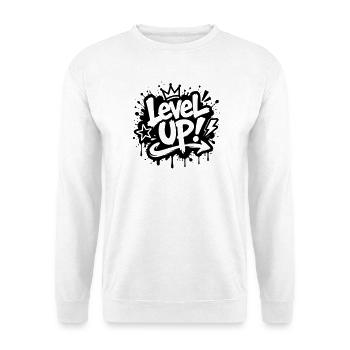 Level Up Gamer Graffiti Motiv - Unisex Pullover - Weiß - Vorne