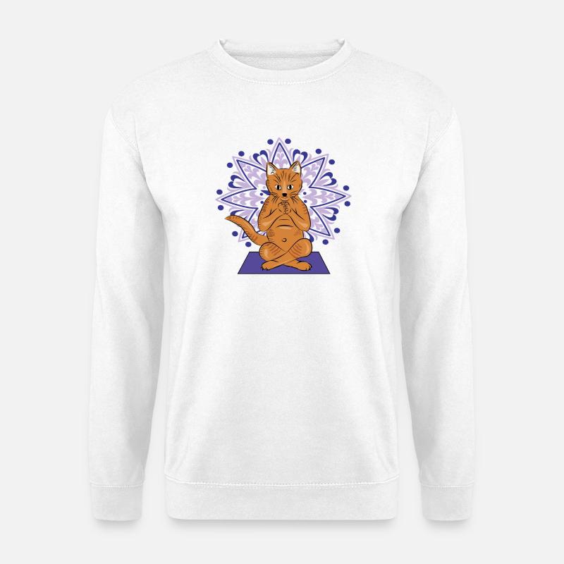 Meditative Cat Mandala - Unisex Sweatshirt - white