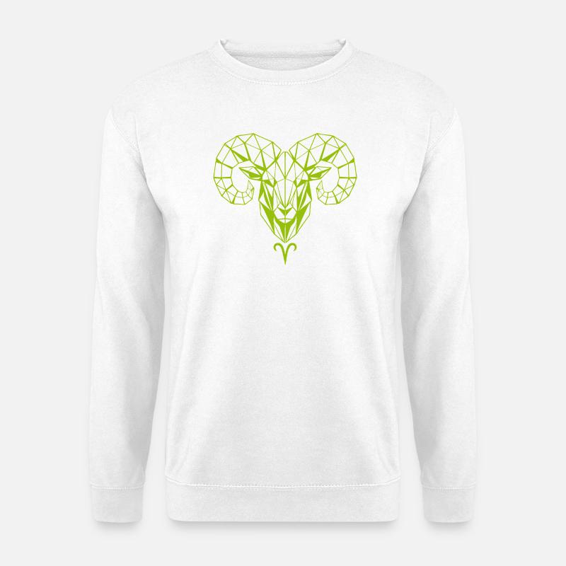 Geometric Rams Head Mesh Design - Unisex Sweatshirt - white