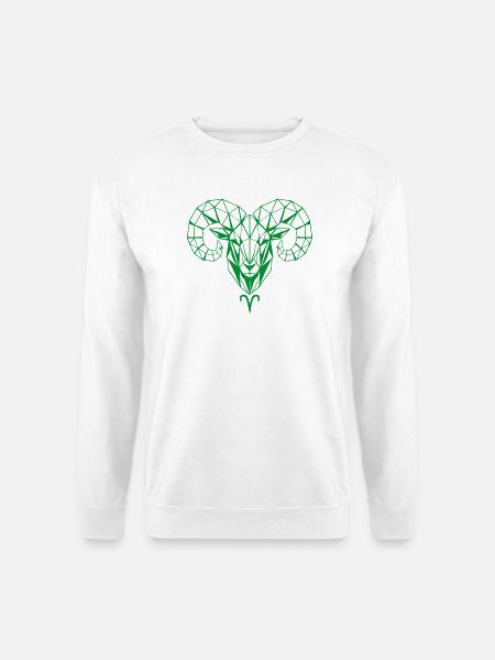 Geometric Ram Head Green - Unisex Sweatshirt - white