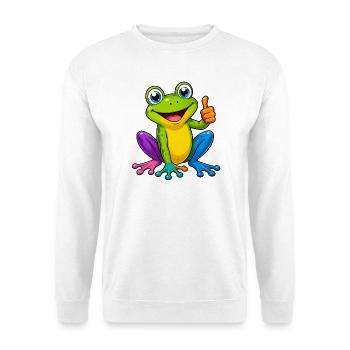 Dessin animé grenouille colorée pouce levé animal drôle - Sweat-shirt Unisexe - blanc - Devant