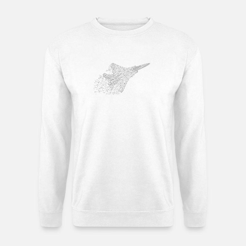 Kampfjet in Low-Poly-Optik - Unisex Pullover - Weiß