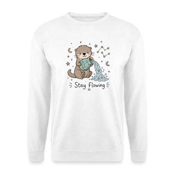 Astro Aquarius Otter – Stay Flowing - Unisex Sweatshirt - white - Front