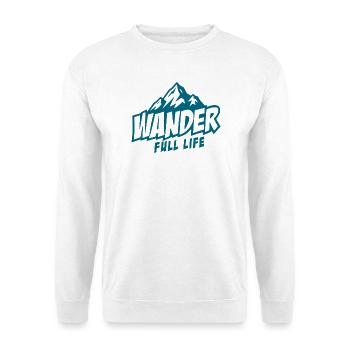 Wanderfull Life - Wortspiel Wandern Bergsilhouette - Unisex Pullover - Weiß - Vorne
