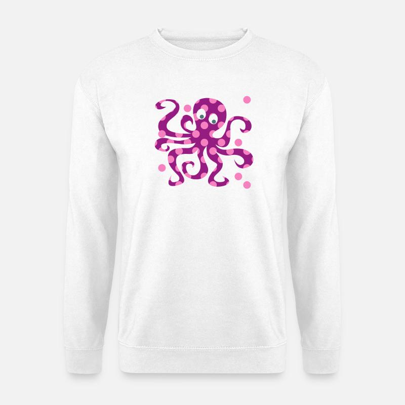Nursery rose Octopus Dots Squid - Sweat-shirt Unisexe - blanc