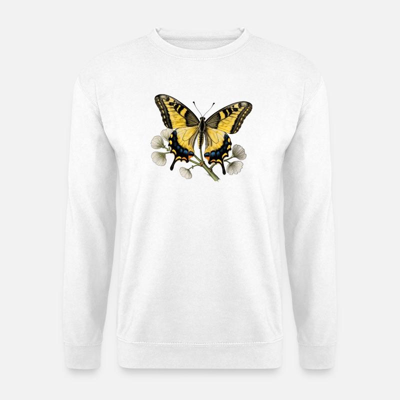 Schwalbenschwanz-Schmetterling – Gravurzeichnung - Unisex Pullover - Weiß