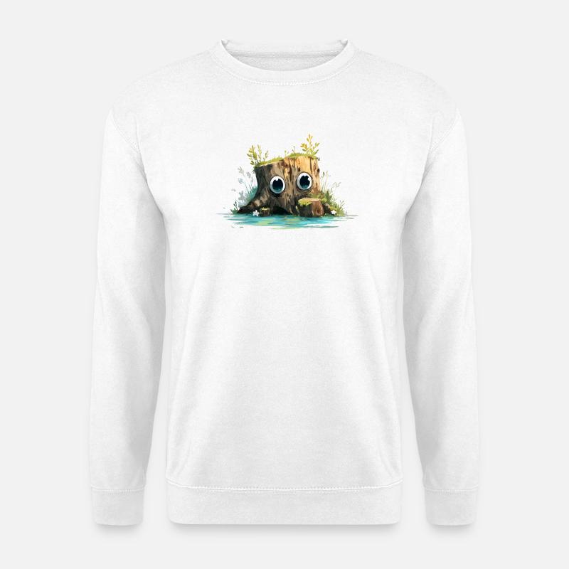 Waldstumpf mit neugierigen Augen - Unisex Pullover - Weiß